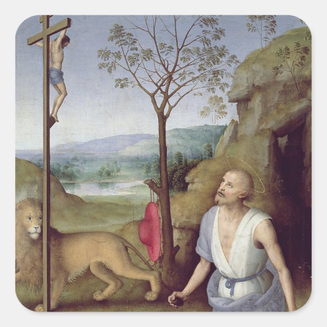 Sticker Carré St. Jérôme dans le désert, c.1499-1502 (Devant)