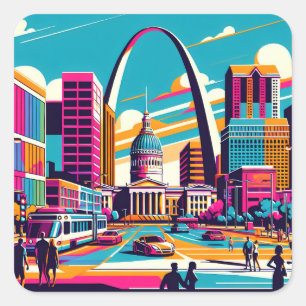 Sticker Carré St Louis, Missouri L'arc de passerelle