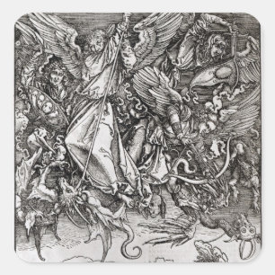 Sticker Carré St Michael et le dragon, d'un latin