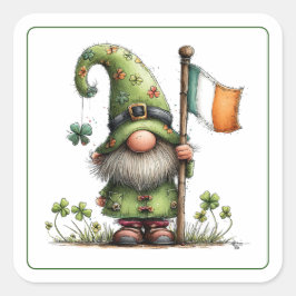 Sticker Carré St. Patrick’s Day Gnome