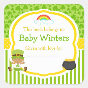 Sticker Carré St Patrick's Day Baby shower Africain Américain Fi