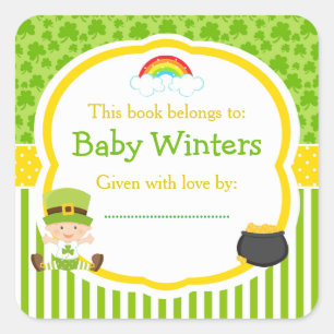 Sticker Carré St Patrick's Day Irish Holiday Boy Baby shower