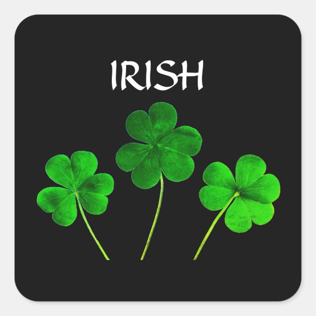 Sticker Carré St Patrick's Day Iriss Shamrock Feuille Vert 2021 (Devant)