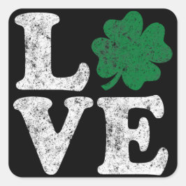 Sticker Carré St Patrick's Day LOVE Shamrock irlandais
