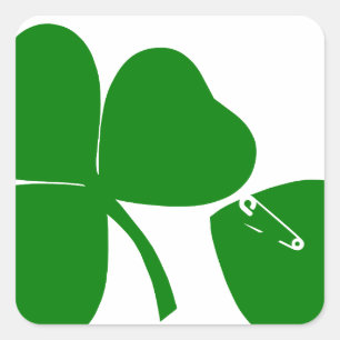 Sticker Carré St Patrick's Day - Obtenez Lucky 3 + 1 feuilles =