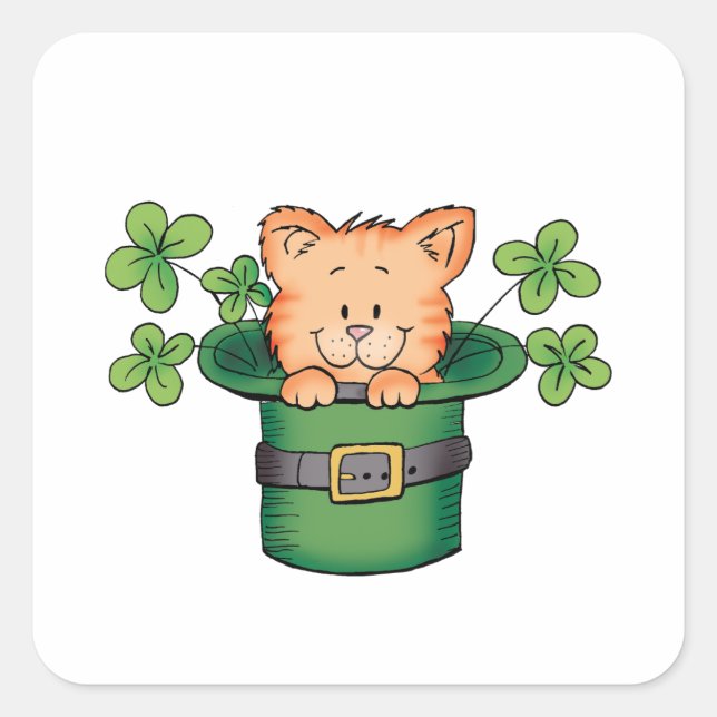 Sticker Carré St. Patricks Kitty (Devant)