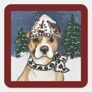 STICKER CARRÉ STAFFORDSHIRE TERRIER AMÉRICAIN