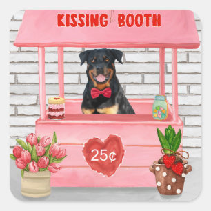 Sticker Carré Stand de baisers de chien Rottweiler pour la Saint