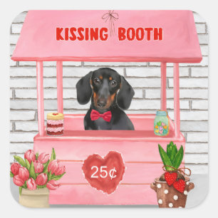 Sticker Carré Stand de bisous de la Saint-Valentin pour chien te