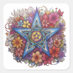 Sticker Carré Starry Floral Radiance
