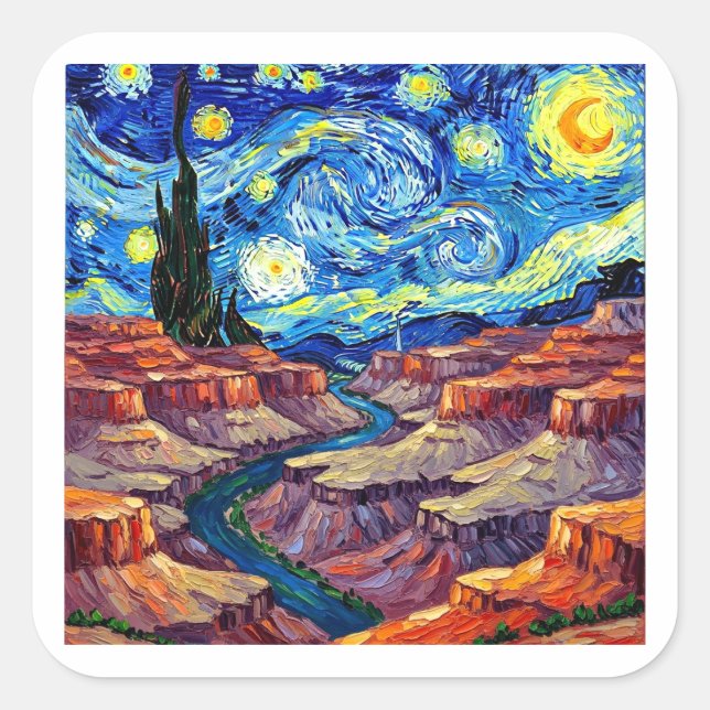 Sticker Carré Starry Night Grand Canyon Arizona (Devant)