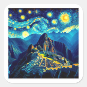 Sticker Carré Starry Night Machu Picchu Pérou