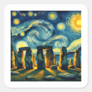 Sticker Carré Starry Night Stonehenge