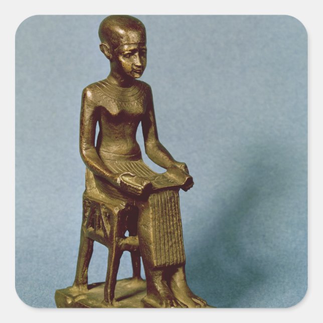 Sticker Carré Statue assise de l'Imhotep tenant un open (Devant)