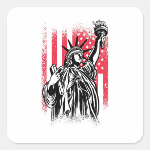 Sticker Carré Statue de la Liberté avec le drapeau américain