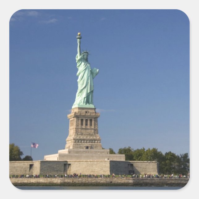 Sticker Carré Statue de la Liberté sur l'île Liberty dans le Nou (Devant)
