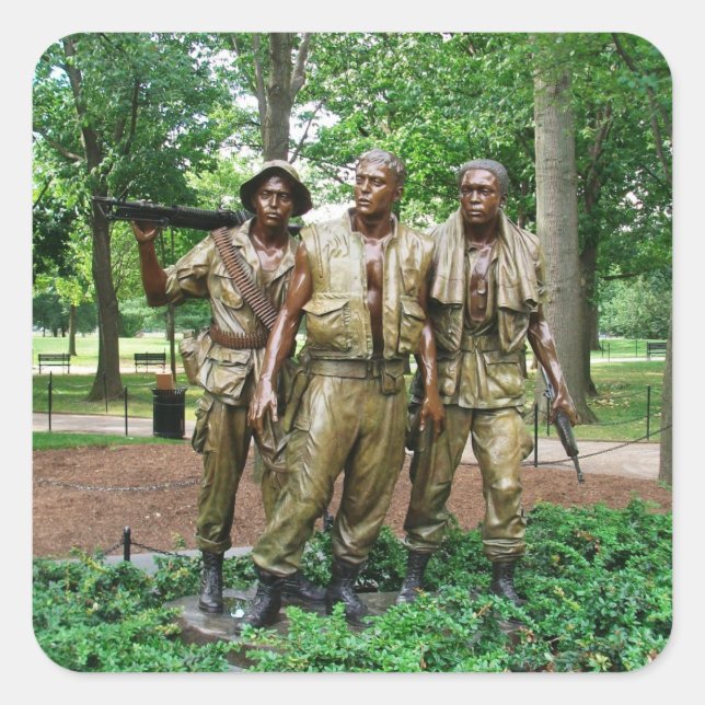 Sticker Carré Statue des trois militaires | Guerre du Vietnam (Devant)