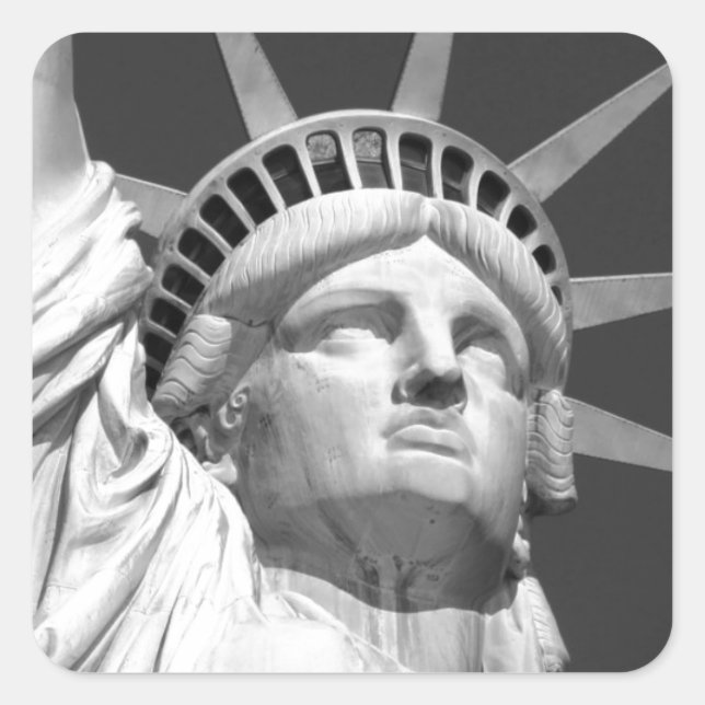 Sticker Carré Statue noire et blanche de la Liberté (Devant)