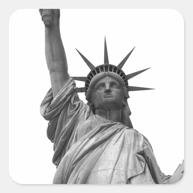 Sticker Carré Statue noire et blanche de la Liberté (Devant)