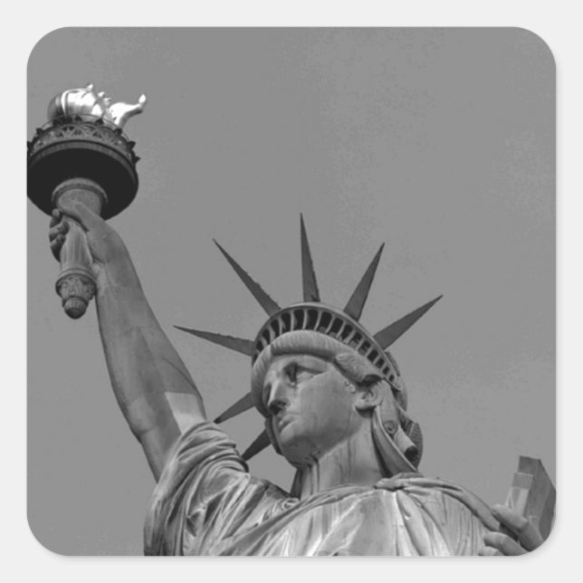 Sticker Carré Statue noire et blanche de Liberty New York (Devant)
