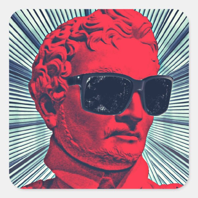 Sticker Carré Statue rouge Hipster (Devant)
