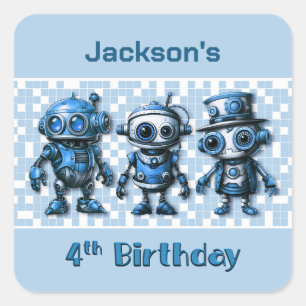 Sticker Carré Steampunk Robot Thème 4ème anniversaire