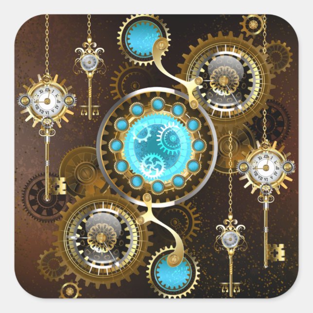 Sticker Carré Steampunk Rusty Background (Devant)
