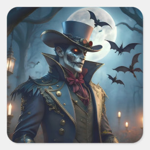 Sticker Carré Steampunk Southern Gothic Zombie Halloween