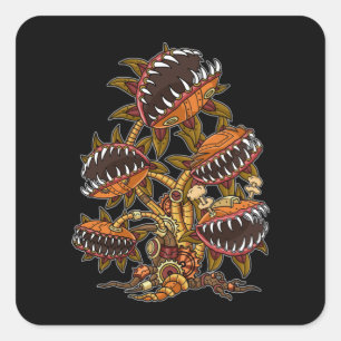 Sticker Carré Steampunk Victorian Carnivore Plante Vénus Fly