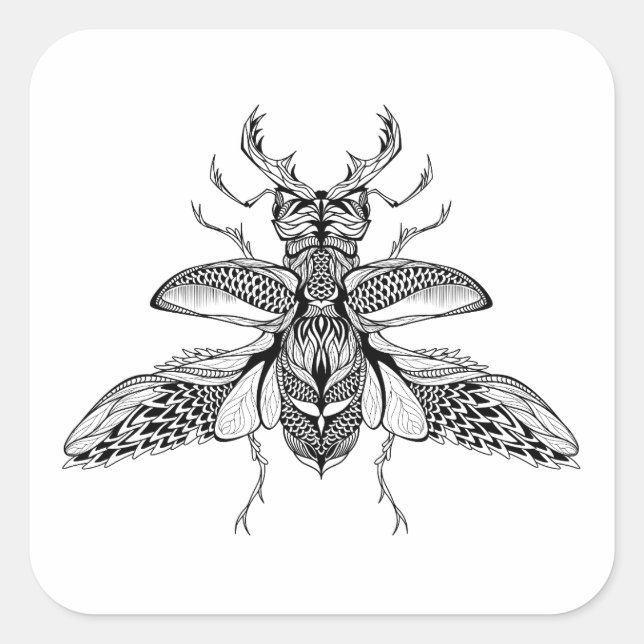Sticker Carré Stg-Beetle psychédélique inspiré (Devant)