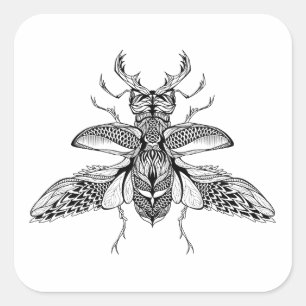 Sticker Carré Stg-Beetle psychédélique inspiré