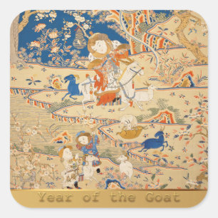 Sticker Carré Stick chinois Nouvel An Tapisserie Zodiac Chèvre