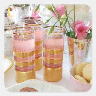 Sticker Carré Stick de citron rose thé anglais