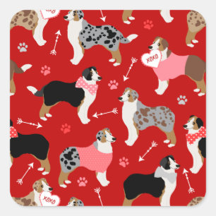 Sticker Carré Stick du Motif australien Shepherd Valentine Stick