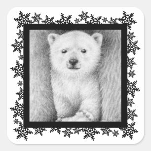 Sticker Carré Stick Fléau de neige de l'ours polaire Xmas