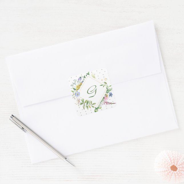 Sticker Carré Stick Fleur sauvage Diamond Monogram (Enveloppe)