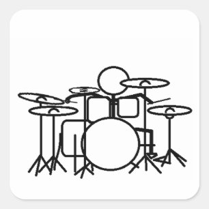 Sticker Carré Stick man Drummer