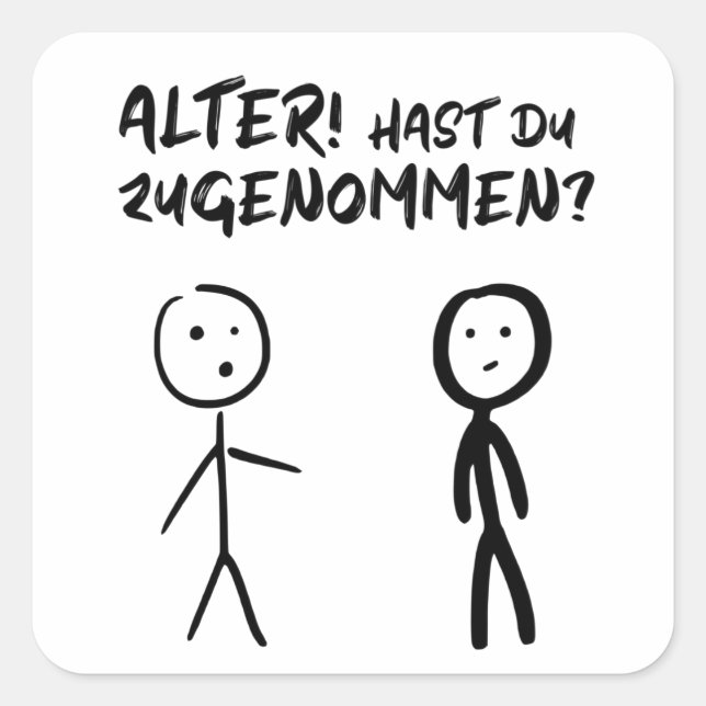 Sticker Carré Stick Man Figure Naughty Minimalsim Cartoon Joke (Devant)