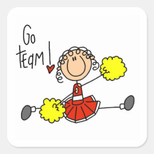 Sticker Carré Stick rouge Pom-pom girl et cadeaux