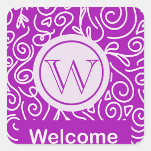 Sticker Carré Sticket de bienvenue rose