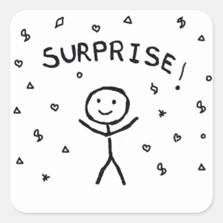 Sticker Carré Stickman - Surprise !