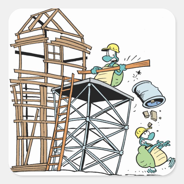 Sticker Carré Sticule de construction de tortue marécageuse (Devant)