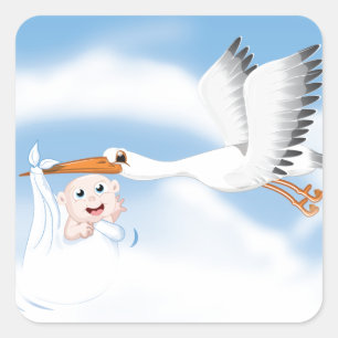 Sticker Carré Stork carrying
