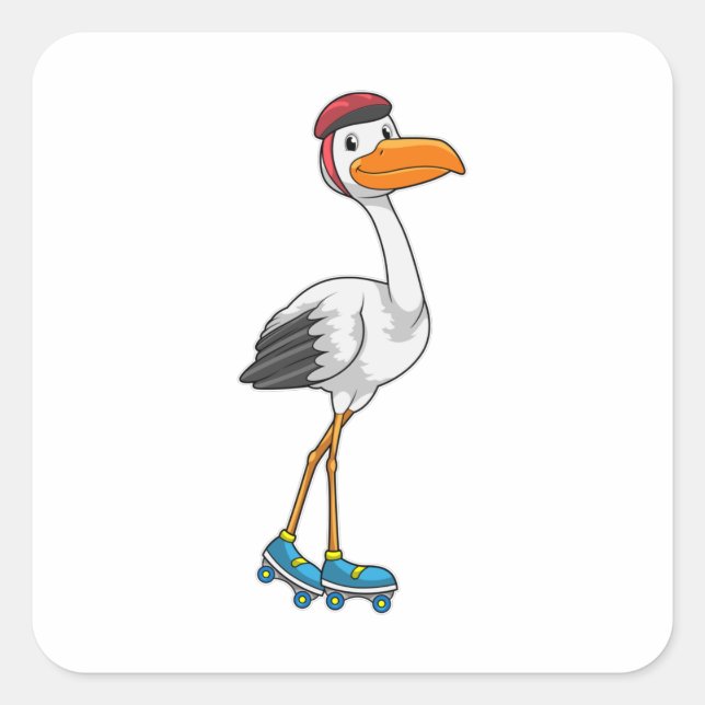 Sticker Carré Stork en Patinage en ligne avec Roller skates (Devant)