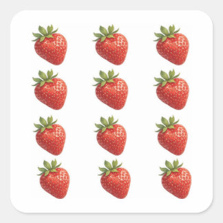 Sticker Carré Strawberry Fruit 