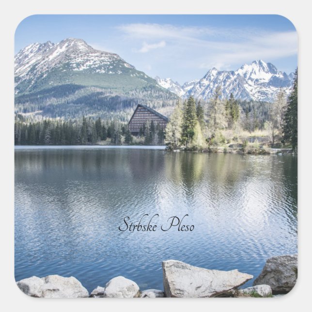 Sticker Carré Strbske Pleso, Hautes Tatras, Slovaquie, (Devant)