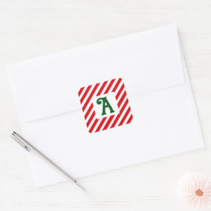 Sticker Carré Stripes diagonales rouges et blanches de Noël