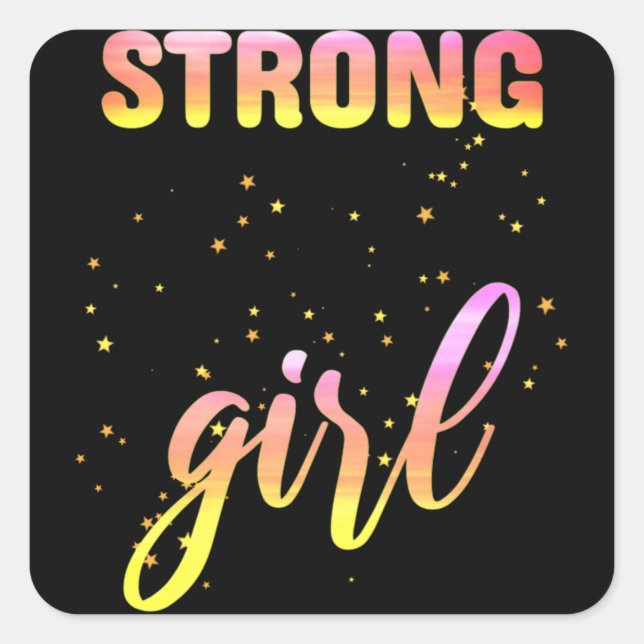 Sticker Carré Strong Girl Pastel Star (Devant)