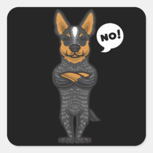 Sticker Carré Stuborn Australian Cattle Dog drôle