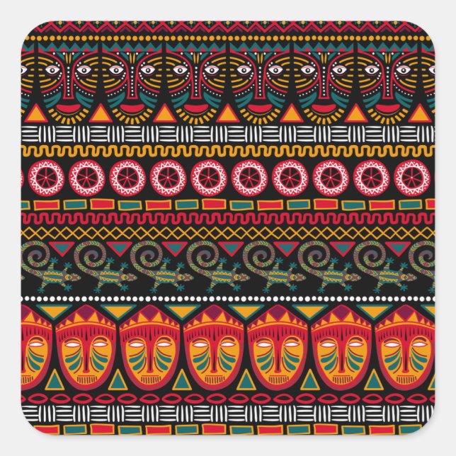 Sticker Carré Style Africain : Plaisir Motif décoratif. (Devant)
